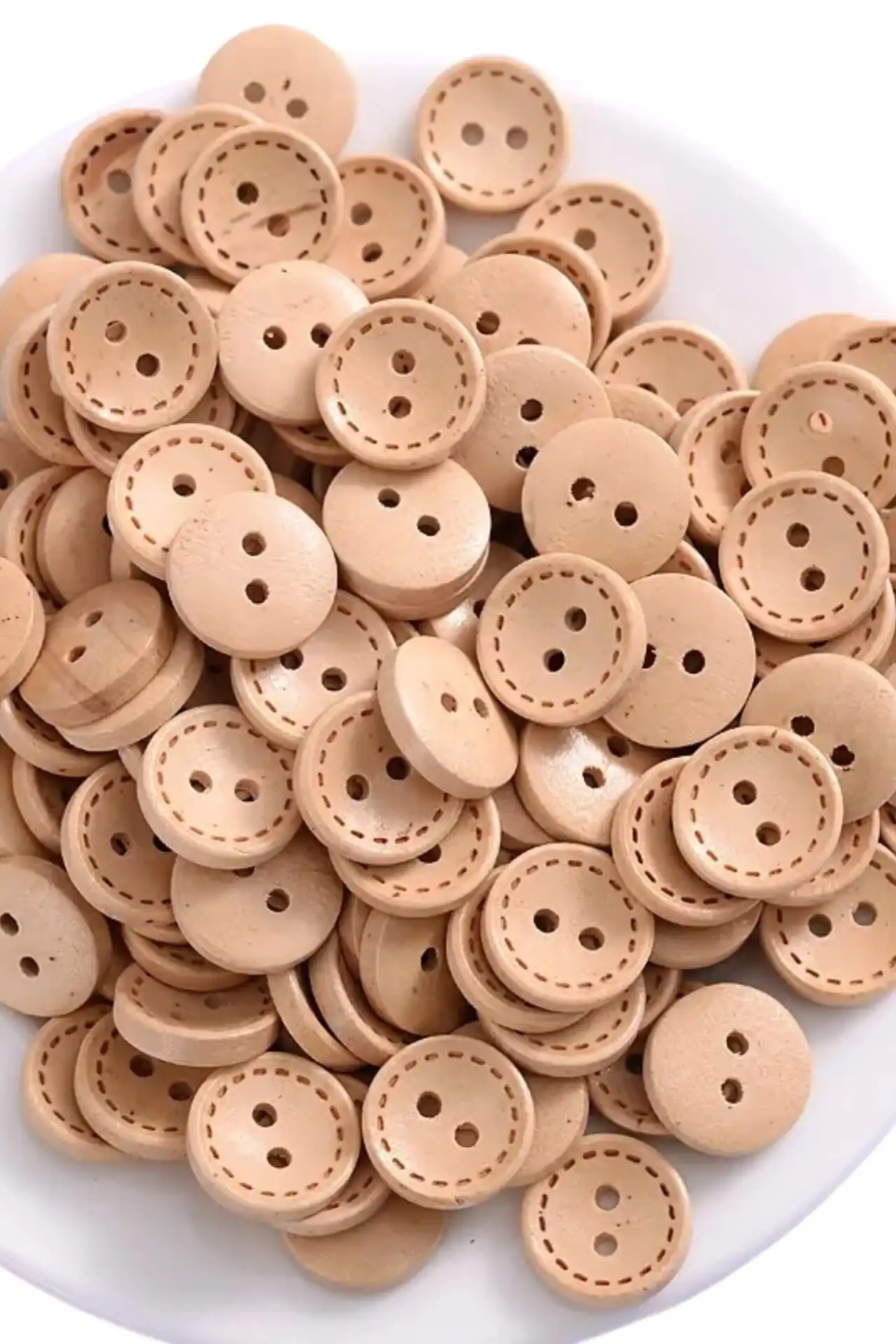 Botones Lineas 15 mm Circular Madera Clara 10 unid