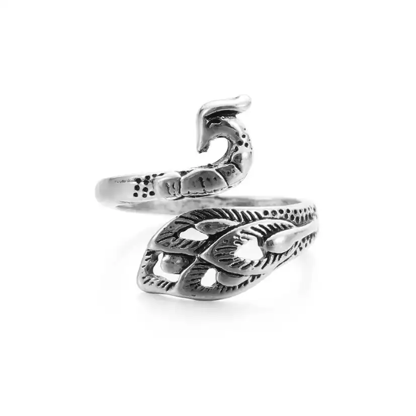 Anillo Separador de Lana Pavo Real Plateado