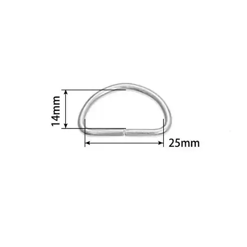 Anillo D 25 mm hebilla plateado, 2 unid