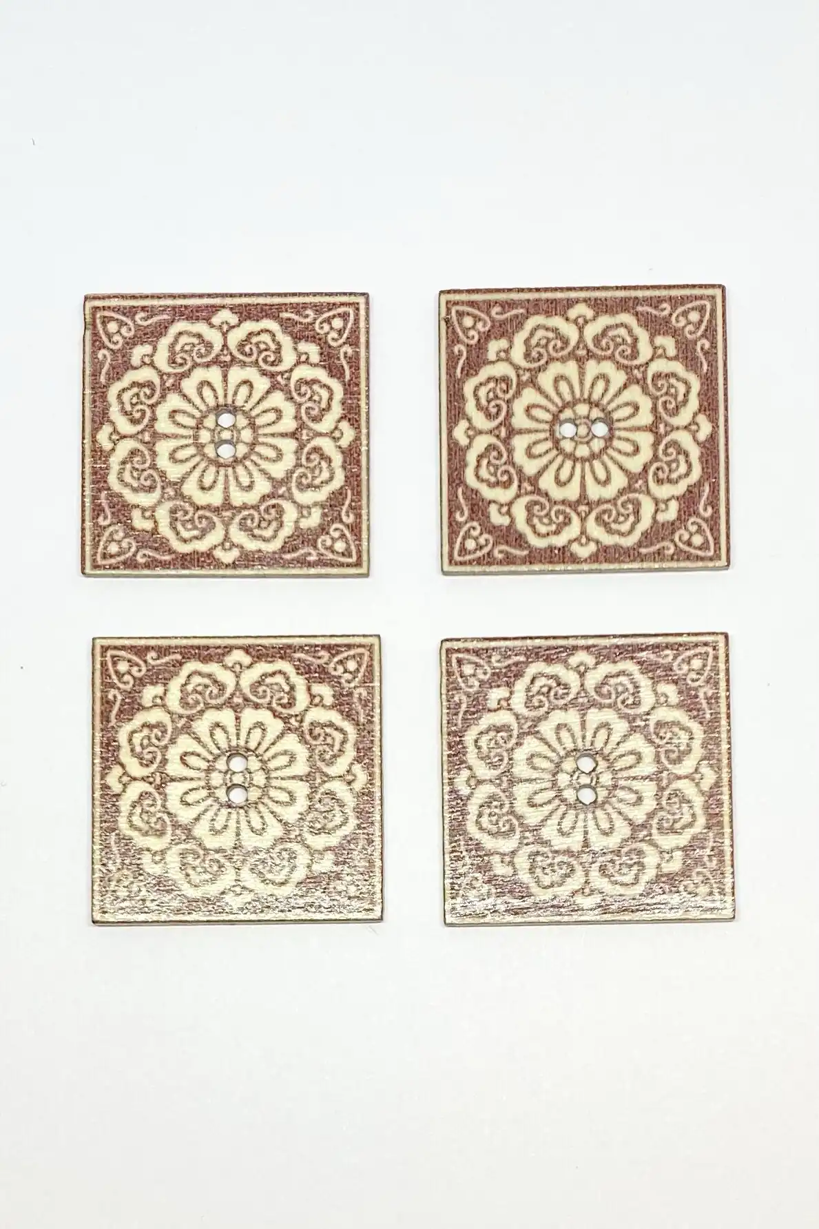 Botones 30 x 30 mm Mandala Cuadrados Diseño B 4 unid