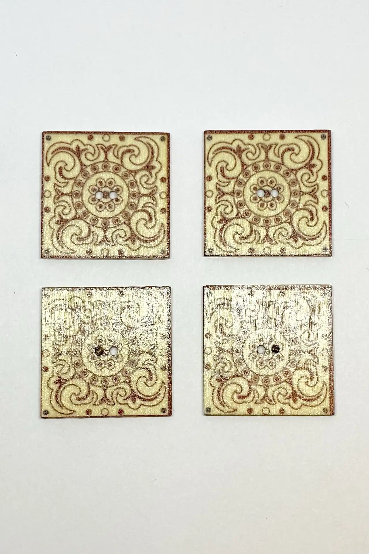 Boton 30 x 30 mm Mandala Cuadrado Diseño D 4 unid