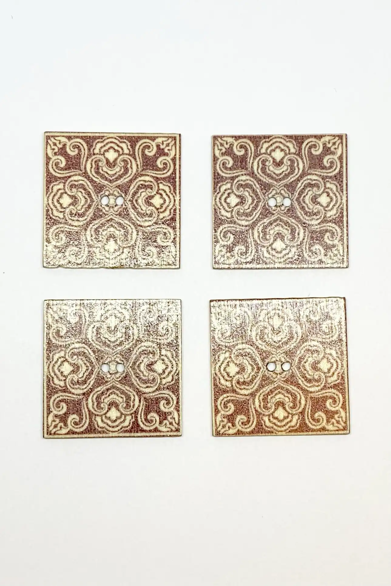 Boton 30 x 30 mm Mandala Cuadrado Diseño E 4 unid