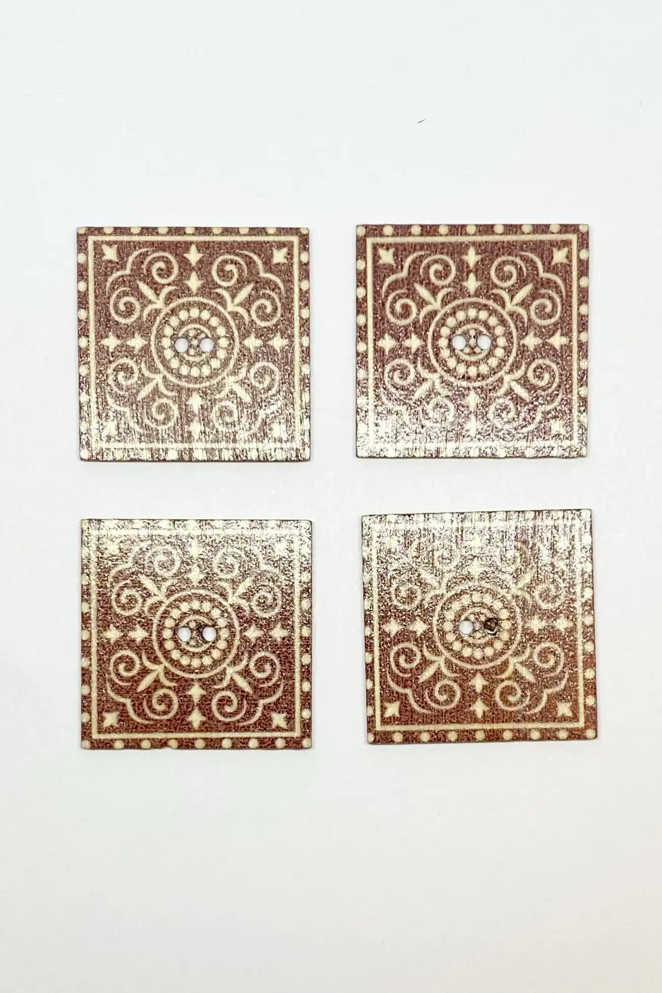 Boton 30 x 30 mm Mandala Cuadrados Diseño F 4 unid