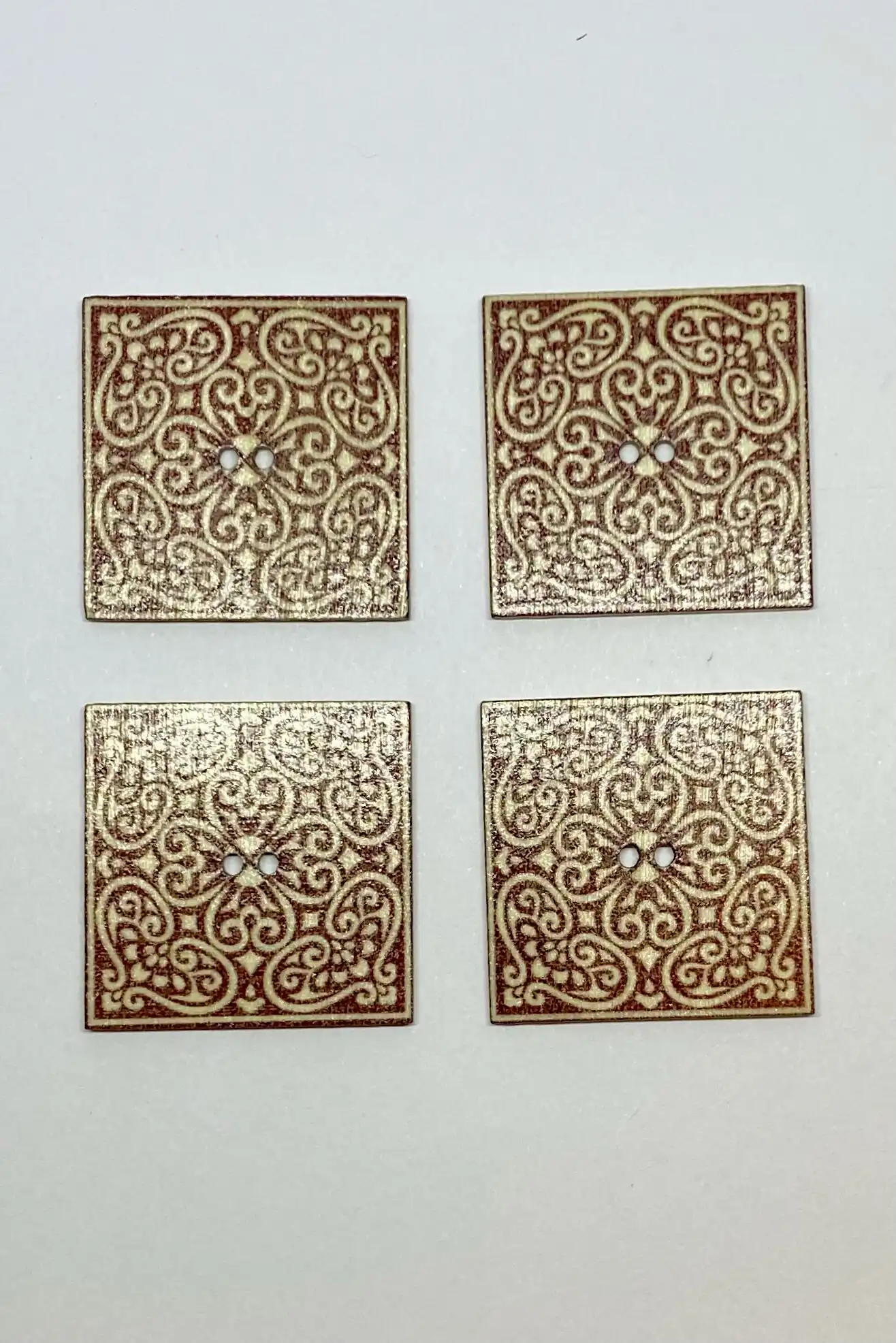 Boton 30 x 30 mm Mandala Cuadrado Diseño G 4 unid