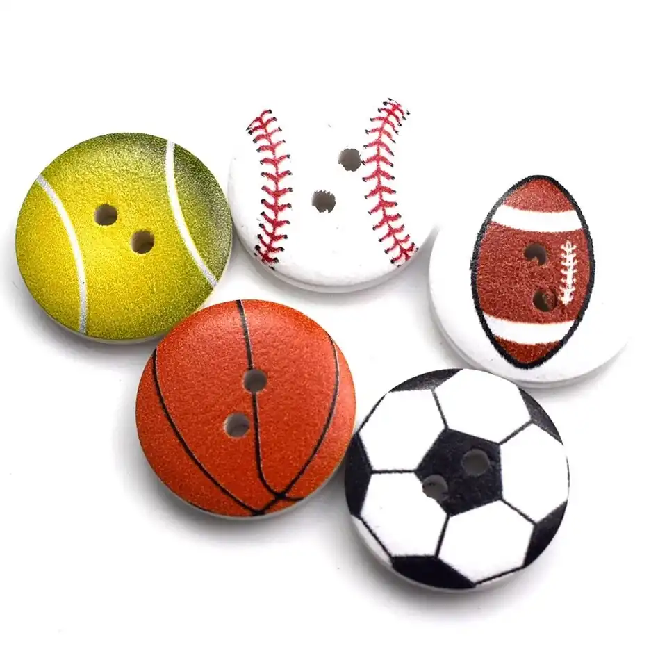 Botones 15 mm Pelota Basquetbol Madera 5 unid
