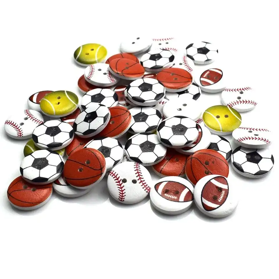 Botones 15 mm Pelota Fútbol Americano Madera 5 unid