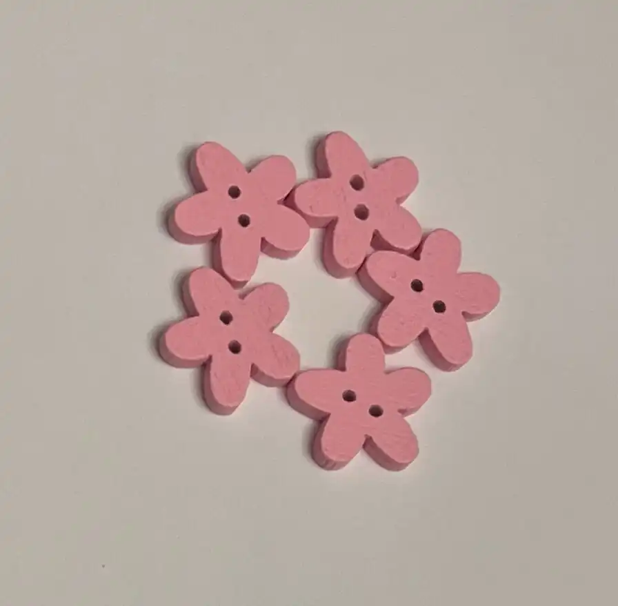 Botones Rosa 15 x 15 mm Flor R 5 unid