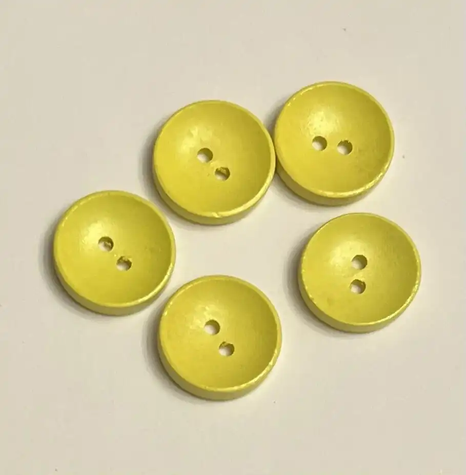 Botones 16 mm Amarillo Circular Madera 5 unid