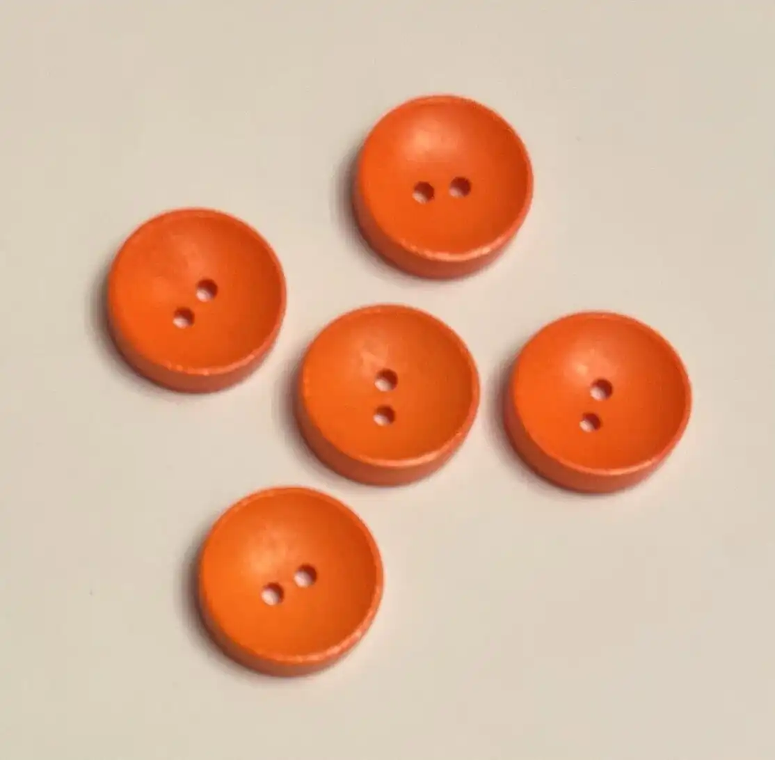 Botones 16 mm Naranja Circular Madera 5 unid