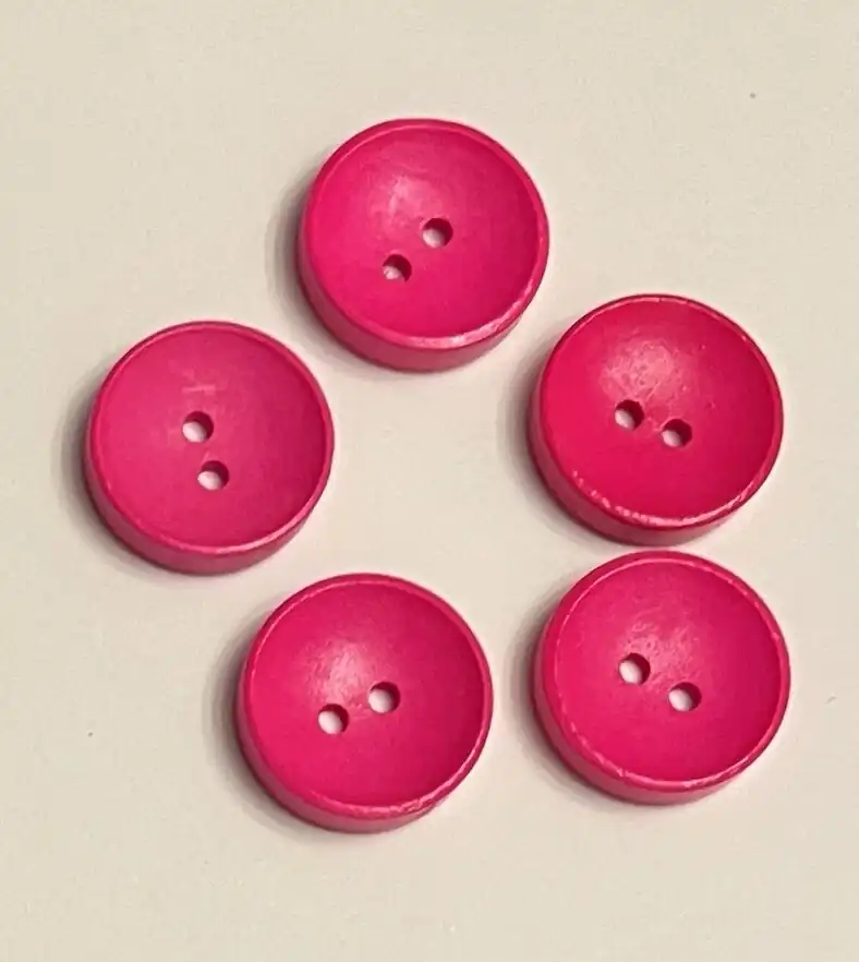 Botones 16 mm Fucsia Circular Madera 5 unid
