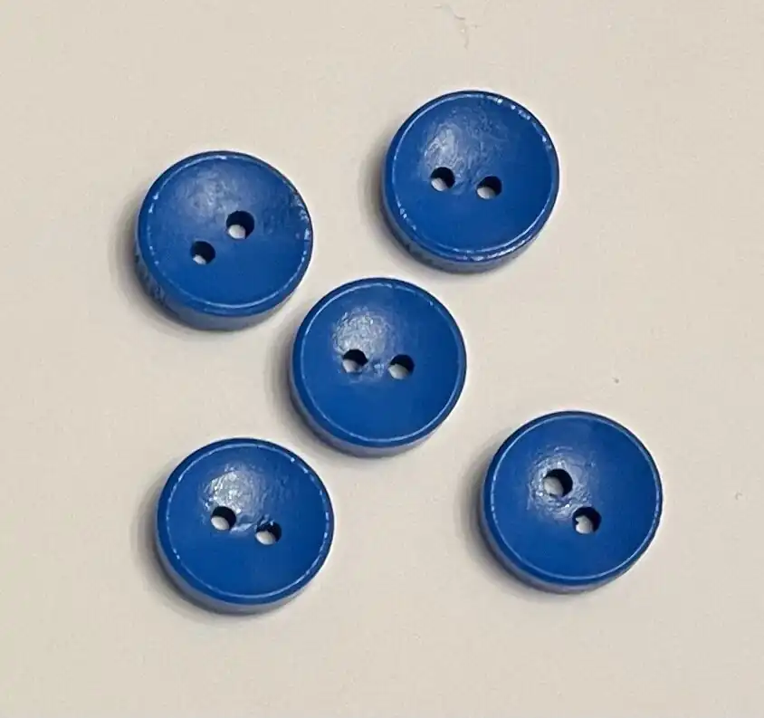 Botones 14 mm Azul Circular Madera 5 unid