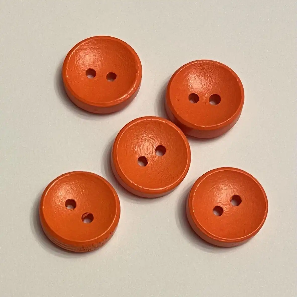 Botones 14 mm Naranja Circular Madera 5 unid