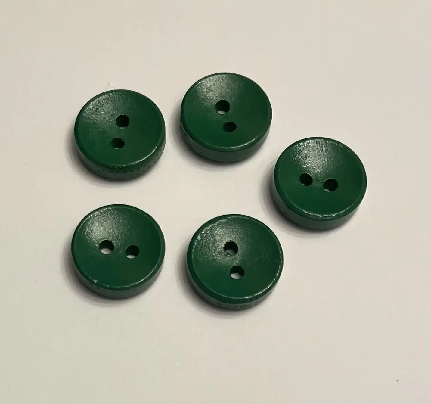 Botones 14 mm Verde Circular Madera 5 unid