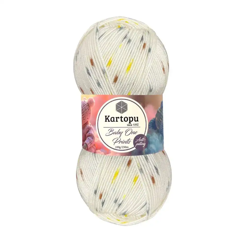 Baby One Print Blanco-Gris-Amarillo-Cafe